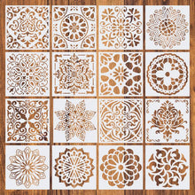 Load image into Gallery viewer, 16pcs15*15 Painting Stencil DIY Drawing Mandala style Laser Cut Wall Stencil Painting for Wood Floor Tiles Fabric Template